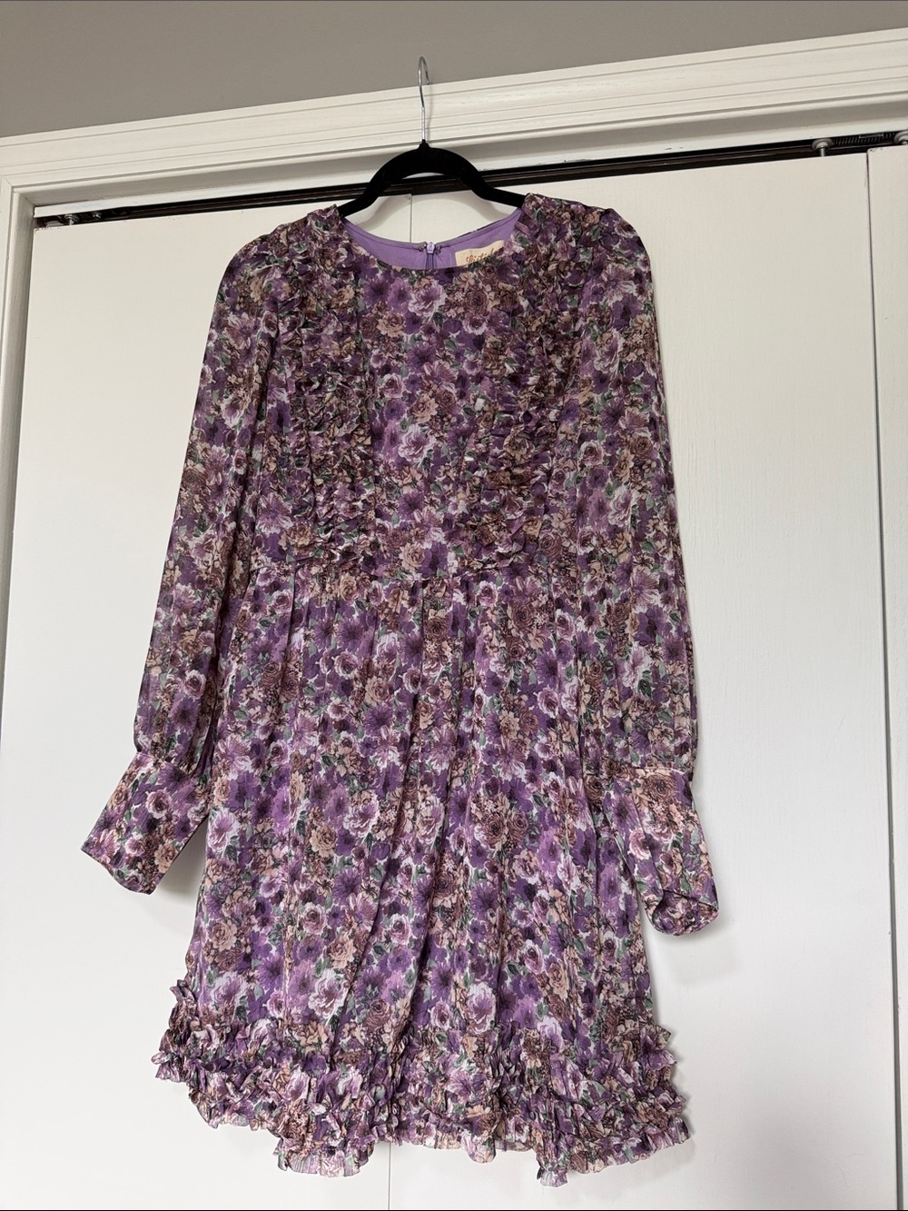 Listicle Purple Floral Ruffle Dress